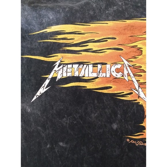 Metallica Punk Rock Metal Band Pushead Flaming Skull Dark Shirt 2020 S M - Picture 7 of 8